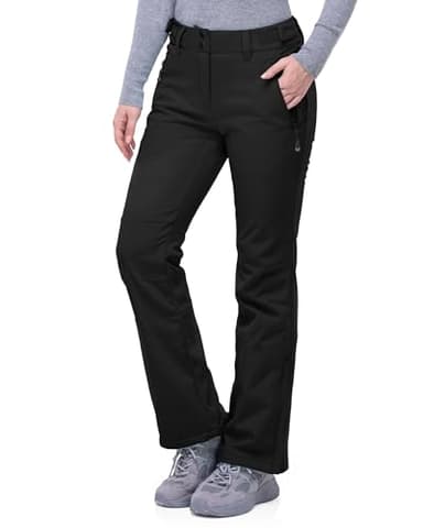 33,000ft Damen Skihose Outdoorhose Wasserdicht Winddichte Softshellhose Warme Gefütterte Trekkinghose Atmungsaktive Schnelltrocknende Thermohose Wanderhose Winter, Schwarz 38W*29L