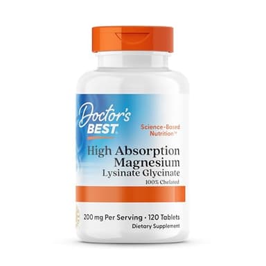 Doctor's Best, High Absorption Magnesium, 100% chelatiert mit TRAACS, mit Glycin und Lysin, 120 vegane Tabletten, Laborgeprüft, Sojafrei, Glutenfrei, Ohne Gentechnik