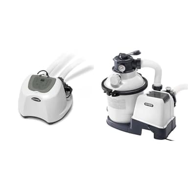 Intex Chlorinator Salzwassersystem, Grau, 24.9x32.5x19.2 cm & Krystal Clear Sandfilteranlage 4,5 m³ für Pools bis 18.000l 26644