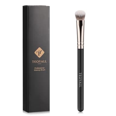 TEOYALL Concealer-Pinsel für die Augenpartie, kleine, flach abgewinkelte synthetische Borsten, makellose Abdeckung, Multitasking-Pinsel mit flüssiger Crème