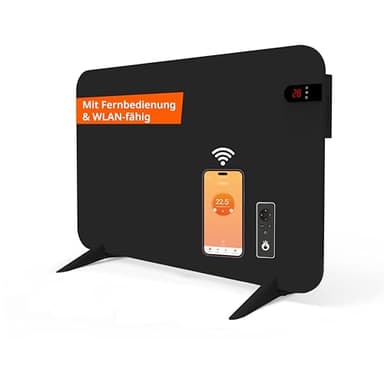Könighaus 450W Smart 𝗗𝘂𝗮𝗹-𝗜𝗻𝗳𝗿𝗮𝗿𝗼𝘁𝗵𝗲𝗶𝘇𝘂𝗻𝗴 𝐕𝟐 - Standgerät/Wandmontage - WLAN App-Steuerung Fernbedienung - Heizkörper inkl. Handtuchhalter Standfüße & Befestigung Farbe: Schwarz