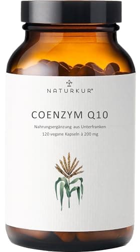 Naturkur® Coenzym Q10 200mg - 120 Kapseln im Apothekerglas - Ubiquinon, Vegan, laborgeprüft, ohne Zusatzstoffe, in Handarbeit hergestellt in Unterfranken