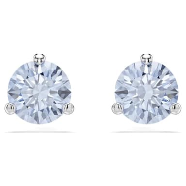Swarovski Solitaire Ohrstecker, Rundschliff, Blau, Rhodiniert