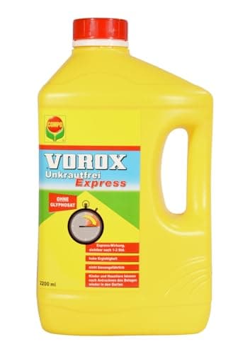 VOROX Unkrautfrei Express - Bekämpfung von Unkräutern an Zierpflanzen, Obst und Gemüse, wirkt gegen Algen, Moos und mehr als 50 Unkräuter - 2,2L Konzentrat