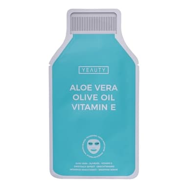 YEAUTY SMOOTHIE Tuchmaske Aloe Vera, Olivenöl & Vitamin E – Feuchtigkeitsspendende Gesichtsmaske für intensive Pflege, strahlende Haut – 100% biologisch abbaubar – 1er Pack