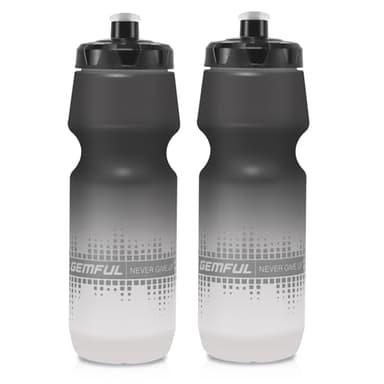 GEMFUL Trinkflasche Fahrrad 750 ml 2er-Pack, Auslaufsicher Sport Trinkflasche BPA-Frei, Perfekt für Radfahren, Wandern & Outdoor-Abenteuer(Schwarz/Weiß)