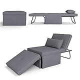 Gunuss Schlafsessel Klappsofa mit Schlaffunktion Moderne Faltliege für kleine Räume Schlafhocker mit verstellbarem Rückenlehne und bequemen atmungsaktiven Polsterung ideal für Zuhause Büro, Grau