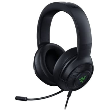 Razer Kraken V3 X Gaming Headset, 7.1 Surround Sound, Triforce 40mm Treiber, Faltbares HyperClear Nierenmikrofon, Chroma RGB Beleuchtung für PC, Classic Black