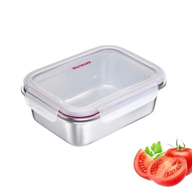Westmark Edelstahl Lunchbox – Auslaufsichere Brotdose – Mikrowellen- & Ofenfest, BPA-frei – Bento Box für Schule, Arbeit & Kita – Silber, 1300 ml