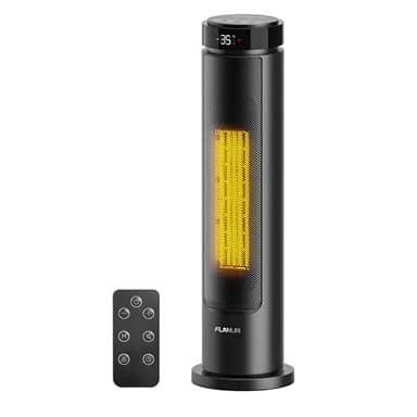 FLANUR Heizlüfter Energiesparend, 2000W PTC Keramik Heizlüfter Leise, 60cm Elektroheizung mit Thermostat & Fernbedienung, ECO Modus, 70° Oszillation, 12h Timer (Black, 1Pack+4 Modi)
