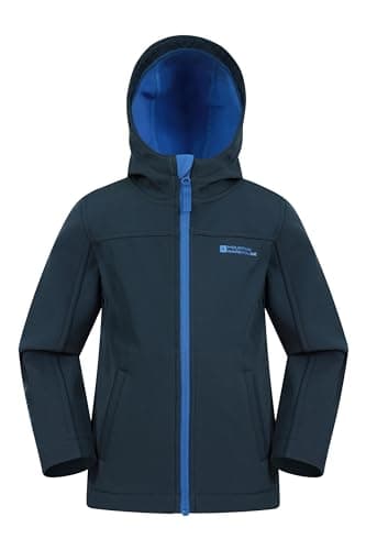Mountain Warehouse Exodus Wasserdichte Windjacke Kinder Softshell - Leichte Atmungsaktive Regenjacke, Wasserfeste Jacke Marine 140 DE (9-10 Jahre)