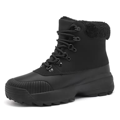 TIAROOTT Winter Barfußschuhe Warm Gefüttert Winterschuhe für Damen, Wasserdicht Knöchelhohe Winterstiefel, Warm Schneestiefel mit rutschfest Sohle, Schwarz,Gr.38