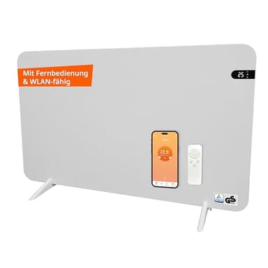 Könighaus 800W Smart 𝗗𝘂𝗮𝗹-𝗜𝗻𝗳𝗿𝗮𝗿𝗼𝘁𝗵𝗲𝗶𝘇𝘂𝗻𝗴 𝐕𝟐 - Standgerät/Wandmontage - WLAN App-Steuerung mit Fernbedienung - Heizkörper inkl. Handtuchhalter, Standfüße & Befestigung Farbe: Weiß