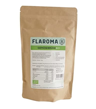 BIO Gemüsebrühe 600g - 30L, ohne Geschmacksverstärker, kein Glutamat, Hefeextrakt, glutenfrei, laktosefrei, vegan, als Brühe und Gewürz - Flaroma Suppenhandel