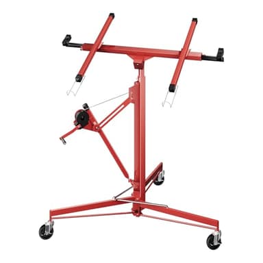 Wiltec XXL Plattenheber bis max. 68 kg, Höhe 140-350 cm, max. Breite 2,90 m, Trockenbau Montagehilfe 1-Mann-Bedienung, 3 Räder mit Feststellbremse, rot