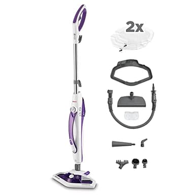 Polti Vaporetto SV440 Double – 2-in-1 Dampfreiniger, Boden- & Handgerät, 11 Zubehörteile, Aufheizzeit 15 Sek., Abnehmbarer Wassertank, Weiß/Violett