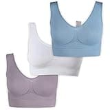 UnsichtBra Bustier Damen BH ohne Buegel | 3er Set Wohlfühl Bustiers Tops | Bügelloser Soft Bra | Schlaf Still Sport Crop Top Büstier blau, lila, weiß (wellbra_pas)(XXL)