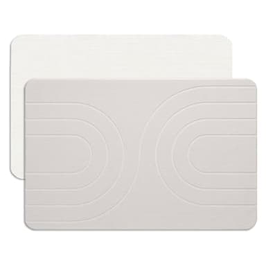 Feilifan Stein-Badematte – Kieselgur Matte, Schnell Trocknende Kieselgur-Duschmatte, Wasserabsorbierende Steinmatten für Badezimmer und Küche, Leicht zu Reinigen (59,7 x 38,1 x 1 cm, weiß)