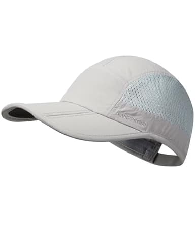 GADIEMKENSD Faltbare Laufmütze für Herren, Visiere, Sport-Mütze, Sommer, Netzstoff, schnell trocknend, hellgrau, 7 1/8-7 3/8