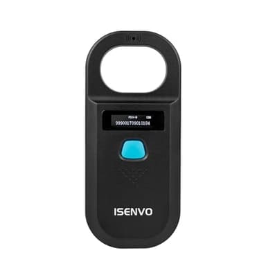 ISENVO Haustier ID Lesegerät, Haustier ID Pet Scanner, Wiederaufladbarer, RFID Mikrochip-Leser 134,2 kHz 125 kHz, Liest Haustierchips in FDX-B (ISO11784/11785) und EMID-Mikrochips, 15 Ziffern