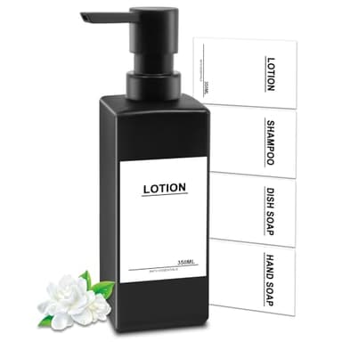 Seifenspender Schwarz Matt,Modern Seifenspender Glas 350ml Shampoo Flaschen zum Befüllen Spülmittelspender Küche Duschgel Spender Pumpkopf Kunststoff, Pumpflasche Shampoo für Küche Dusche Badezimmer