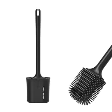 Ibergrif M34156B Klobürste Schwarz Silikon - Toilettenbürste - WC Bürstengarnitur mit Wandmontage