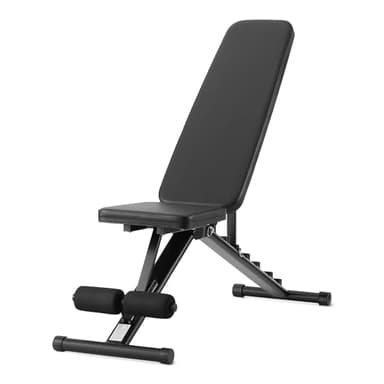 Amazon Basics, Verstellbare Workout-Hantelbank, zusammenklappbar für das Fitnessstudio zu Hause, Schwarz, 135 x 38 x 116 cm