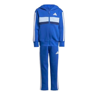 adidas Unisex Kids SEASONAL ESSENTIALS TIBERIO 3 STRIPES FLEECE TRACKSUIT, team royal blue/white/glow blue, 7-8 Years