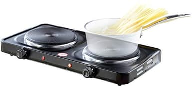 Rosenstein & Söhne Doppelkochplatte: Kompakte elektrische Doppel-Kochplatte 2.000 Watt, 2x 155 mm, 5 Stufen (Campingkocher elektrisch, Elektro Campingkocher, Induktionskochplatte)