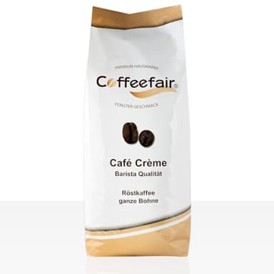 Coffeefair Cafe Creme Kaffeebohnen in Barista Qualität - 1kg für Kaffeevollautomaten, Mischbohne für Kaffee oder Espresso verwendbar, schonende Trommelröstung