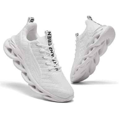TIANZEBEN Herren Turnschuhe Sportschuhe Laufschuhe Walkingschuhe Schuhe Running Tennis Sneaker Fitnessstudio Freizeit Leichtgewichts Fashion Atmungsaktiv Weiß 44
