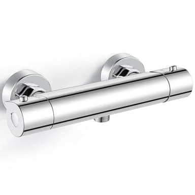 Namuoto Duscharmatur mit Thermostat Aufputz Brausethermostat, Thermostat Dusche Mischbatterie mit 38 °C Sicherheitstaste, Duscharmaturen Laiton Chrom