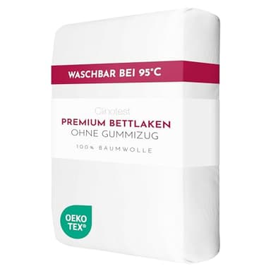 Clinotest 150x200 cm Bettlaken ohne Gummizug, 170 g/m², Premium Flachbettlaken aus 100% Baumwolle, Soft & atmungsaktiv, Kochfest, Hotelqualität, pflegeleicht, schrumpffest & farbintensiv