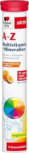 Doppelherz A-Z Multivitamin + Mineralien - 21 ausgesuchte Nährstoffe zur Unterstützung der Gesundheit und des Wohlbefindens - 15 Brausetabletten