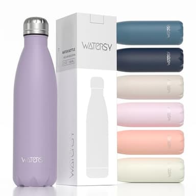 WATERSY Trinkflasche Edelstahl 500 ml, Thermosflasche Kinder,BPA-Frei Thermo Trinkflaschen Kalt&Warm Auslaufsicher Metall,Wasserflasche Doppelwandig Sport Gym Lila für Sprudel