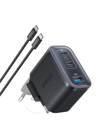 Anker Nano 70W USB C Ladegerät, 3-Port-Netzteil mit ultraschneller 70W Leistung, kompakt & stylisch, für iPhone 17/Pro/Pro Max/iPhone Air/16/15, MacBook Air, iPad, Pixel, Galaxy und mehr