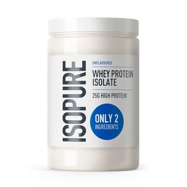 Isopure Molkenprotein Isolat Pulver ohne Geschmack – 25 g Protein pro Portion, Zuckerarm, Ohne künstliche Aromen oder Süßstoffe, Nur 2 Zutaten, 435 g