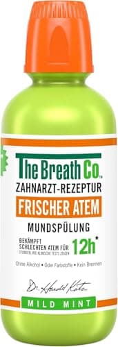 The Breath Co. Mundspülung (500ml), Zahnfleischpflege für bis zu 12 Stunden Frischer Atem, Antibakterielles Mundwasser für Zahnpflege gegen Mundgeruch, Alkoholfrei, Milde Minze