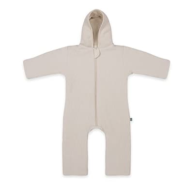 emma & noah Overall Baby, Mitwachsend, Baby Anzug mit Kapuze, Umschlagbare Beine und Ärmel, Wattiert und Gefüttert, Weich und Warm, Ideal für Herbst, Winter und Frühling (Essential Beige, 74/80 cm)
