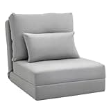 HOMCOM 2 in 1 Schlafsessel Klappbar Schlafsofa mit Bettfunktion Verstellbarer Rückenlehne Kissen Gästebett in Leinenoptik Klappsessel Sessel für Wohnzimmer Schlafzimmer 60 x 80 x 56 cm Grau