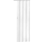 tectake® Schiebetür Komplettset, Lamellentür, Falttür, Tür 80x203 cm, Raumtrenner mit Laufschiene, Vorhang gegen Zugluft, Klapptür als Kälteschutz, Schallschutz, Holz Optik - Weiß