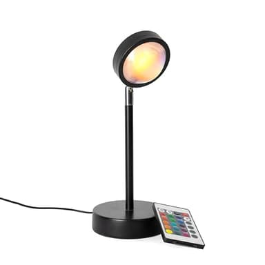 GIFTMARKET - Schwarze Sunset-Lampe mit 16 einstellbaren Farben. Sonnenuntergangseffekt und entspannendes LED-Licht. Dekorative Lampe und Geschenkidee mit USB-Kabel. Maße: 26,5 cm x 10 cm