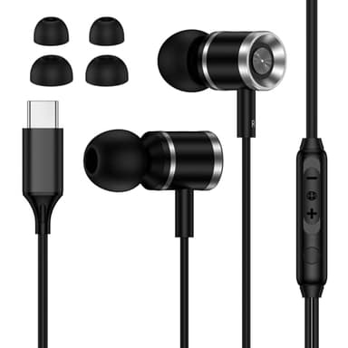 USB C Kopfhörer mit Kabel für Samsung Galaxy S25 Ultra S24 FE S23 S22 S21 A16 5G A17 A56 A55 A36 A35, In-Ear USB C Ohrhörer mit Kabel Typ C mit Mikrofon für iPhone 17 Air 16 Pro 15,Google Pixel 10 9 8