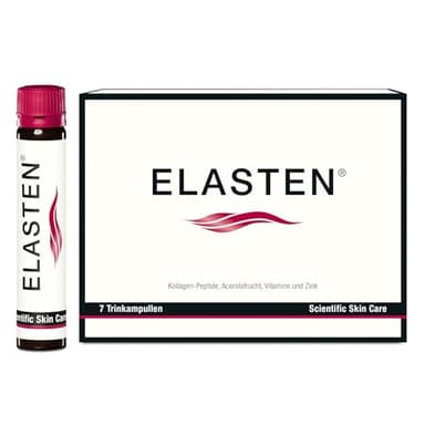 ELASTEN - Der studiengeprüfte Kollagen-Komplex für strahlende Haut von innen - Fältchen mildern - Bindegewebe stärken - 7 Trink-Kollagen-Ampullen à 25 ml