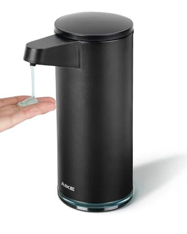 AIKE SensePro Seifenspender Automatisch, USB-C aufladbar, Edelstahl Schwarz Matt 380ml für Flüssigseife