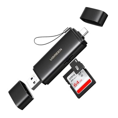 UGREEN SD 4.0 312MB/s SD Kartenleser USB 3.0 USB C Dual Stecker Kartenlesegerät SD Card Reader Speicherkartenleser SD Karten Adapter Kompatibel mit iPhone 17 Serie/Android/Windows/macOS usw (SD 4.0)