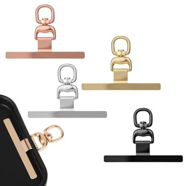 4 Stück Handykette Halterung Universalpads 360° Drehbarer Handy Handykette Pads mit Metallring Edelstahl Universal Tether Tabs Handy Kette Halterung Lanyard Patch Lanyard Pads für Meisten Smartphones