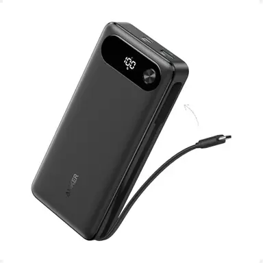 Anker Powerbank, 20.000mAh tragbares Ladegerät mit integriertem USB-C-Kabel, 87W Max Schnelllade-Akku, 1 USB-C und 1 USB-A, für MacBook, iPhone 17/16/15/14 Serie, Samsung, Switch, und mehr