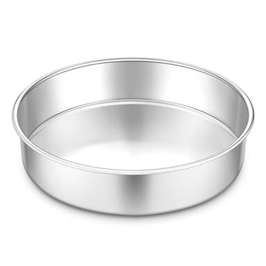 Homikit Backform Rund, 24 cm Edelstahl Groß Kuchenform Tortenform, Backformen für Kuchen, Brownies, Torten, Hochglanzpoliert, Leicht zu Reinigen & Spülmaschinenfest