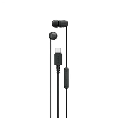 Sony IER-EX15C USB-C kabelgebundene In-Ear Kopfhörer mit Mikro – kompatibel mit Android, iOS, Tablet, Laptop & PC – verwicklungsfreies Kabel, kraftvolle Bässe – perfekt für Reisen & Alltag – Schwarz
